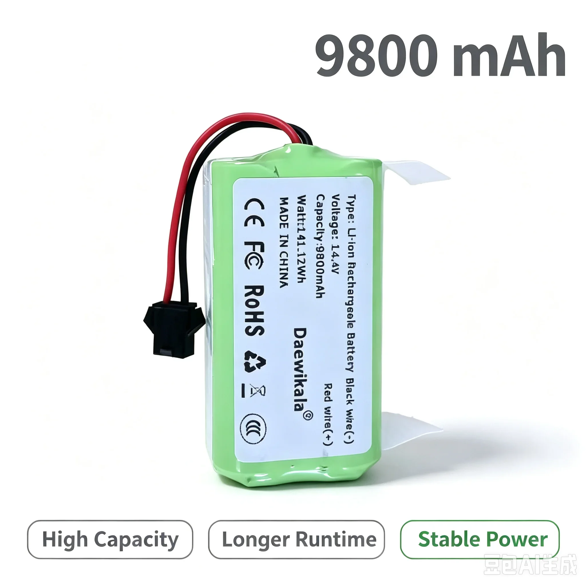 Batteria di ricambio da 14,4 V e 9800 mAh per Eufy RoboVac 11S 35C, Ecovacs DN622, Lefant T700, Conga 1790, IKOHS, Netbot S14.