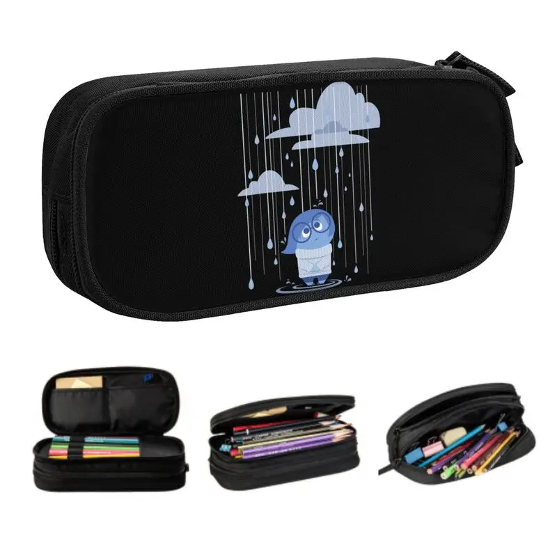 Custom Inside Out Sadness Downpour Cute Pencil Case Boy Girl Large Capacity Pencil Bag Students Stationery