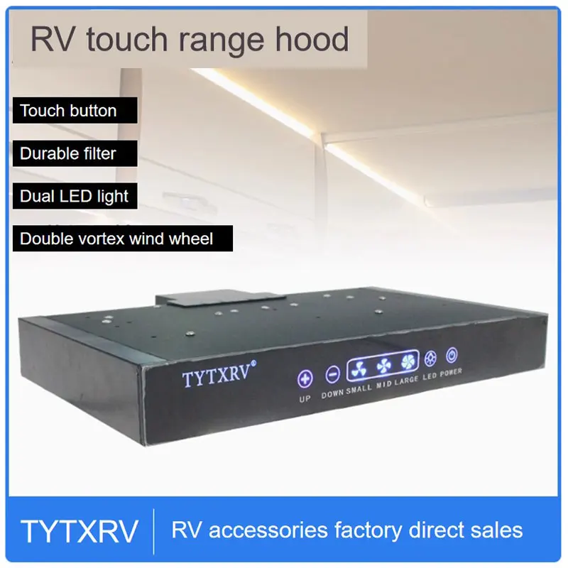 

TYTXRV 12V RV Range Hood with LED Light & Touch Switch Removable Cleaning Mini Range Hood for RV Camper Kitchen