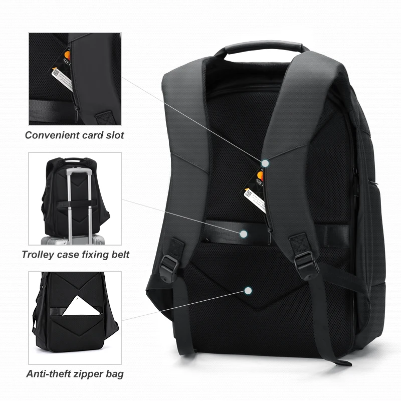 Fenruien Waterproof Backpacks USB Charging School Bag Anti-theft Men Backpack Fit 15.6 Inch Laptop Travel Backpack High Capacity