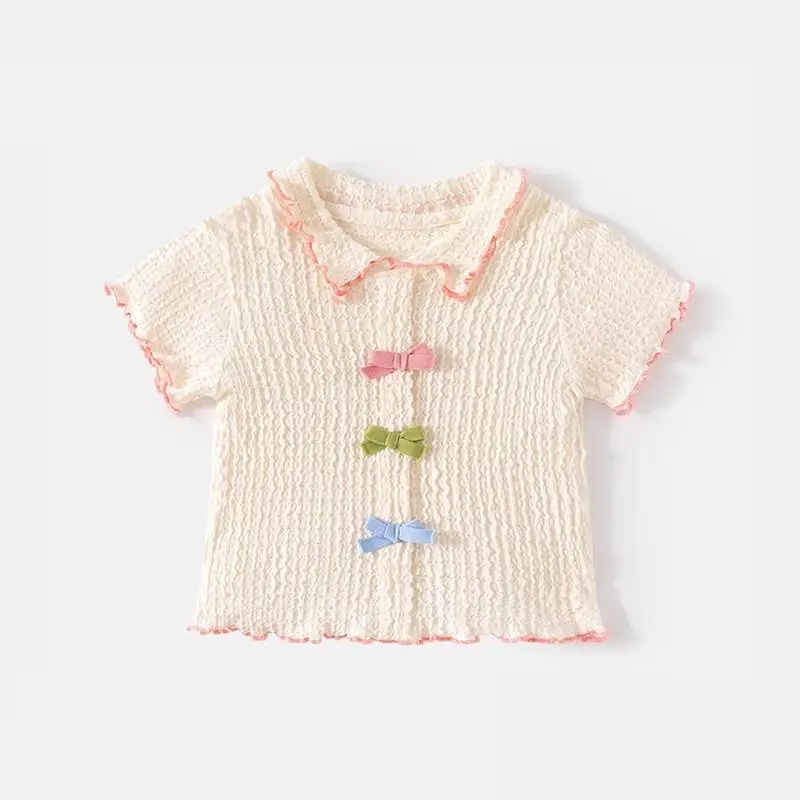 Girls Short Sleeve T-Shirt Summer 2026 Fashion New Baby Princess Base Shirt Toddler Summer Childrens Thin Stylish Top