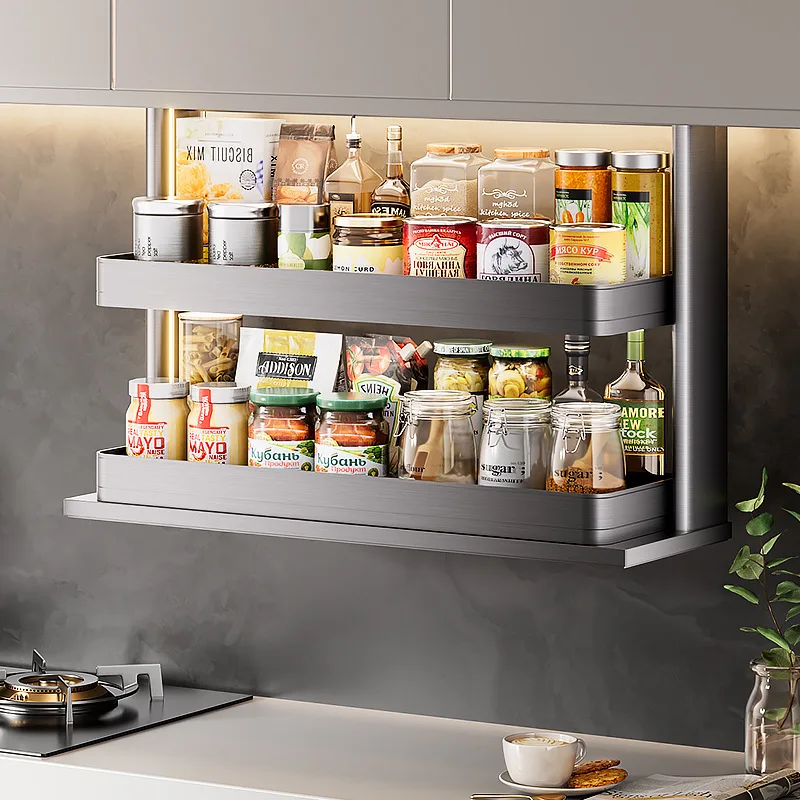 

Пресс с голосовым управлением, вертикальный ответ, электрический кухонный шкаф, интеллектуальная подъемная корзина, настенный шкаф, стойка для приправ