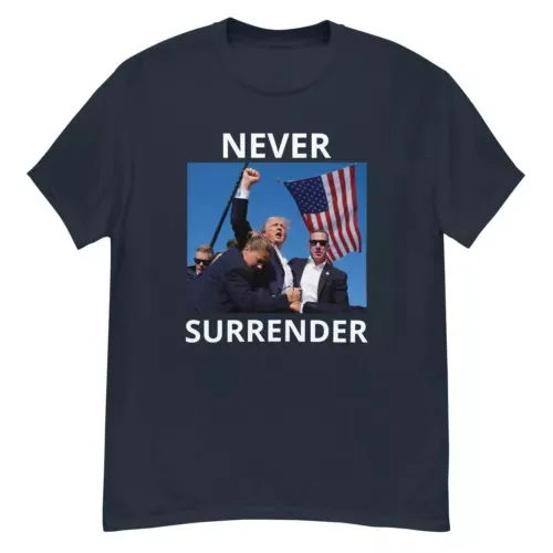 Trump Shot Never Surrender T-Shirt shooting patriotic maga usa flag men tee Y2K tops Unisex Summer Short Sleeve