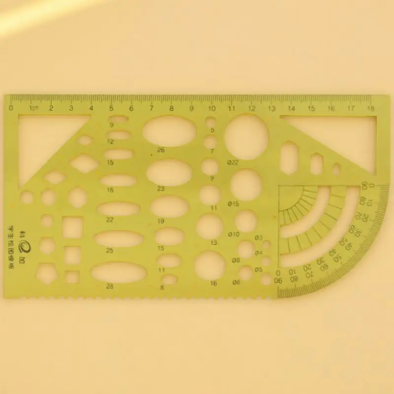 1Set Drawing Template Transparent Circle Measuring Rulers Plastic Draft Geometric Ruler Architecture Measuring Tool Stationery