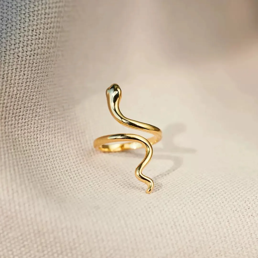 

Withered S925 Pure Silver Small Snake Shaped Personalized Adjustable Ring For Women Elegant Party Jewelry Rings Women's Ring