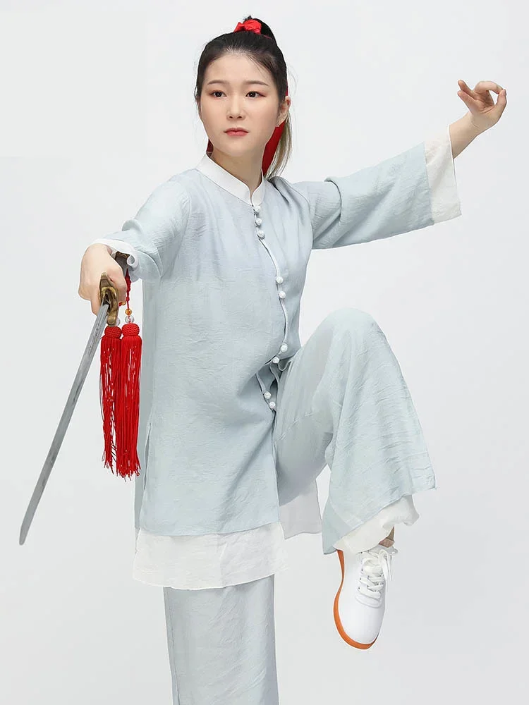 Summer Tai Chi Clothes Wushu Clothing Kung Fu Dress Martial Art Uniform Middle Sleeves Breathable 2022 New Style Free Shipping