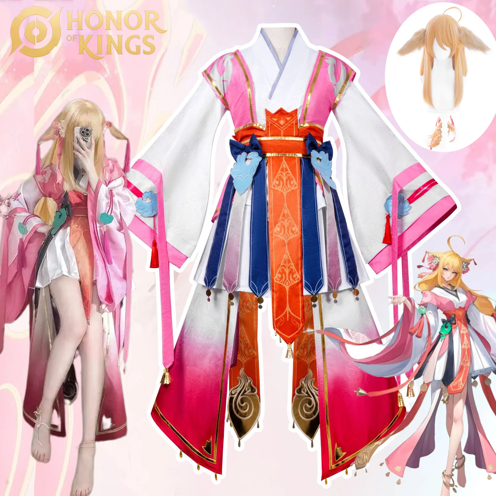 

Honor Of Kings Dyadia Косплей Shaosiyuan Костюм Игра Tushan Honghong Парик Лиса Девушка Hanfu Хэллоуин Женское Необычное Платье Cos Наряды