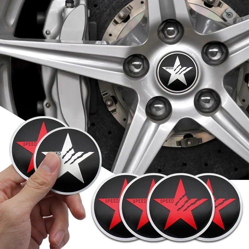 4PCS 56MM Cool SPEED Five-pointed Star Car Wheel Center Hub Caps Emblem Stickers For Hyundai Infiniti Honda Audi BMW Mazda Jeep