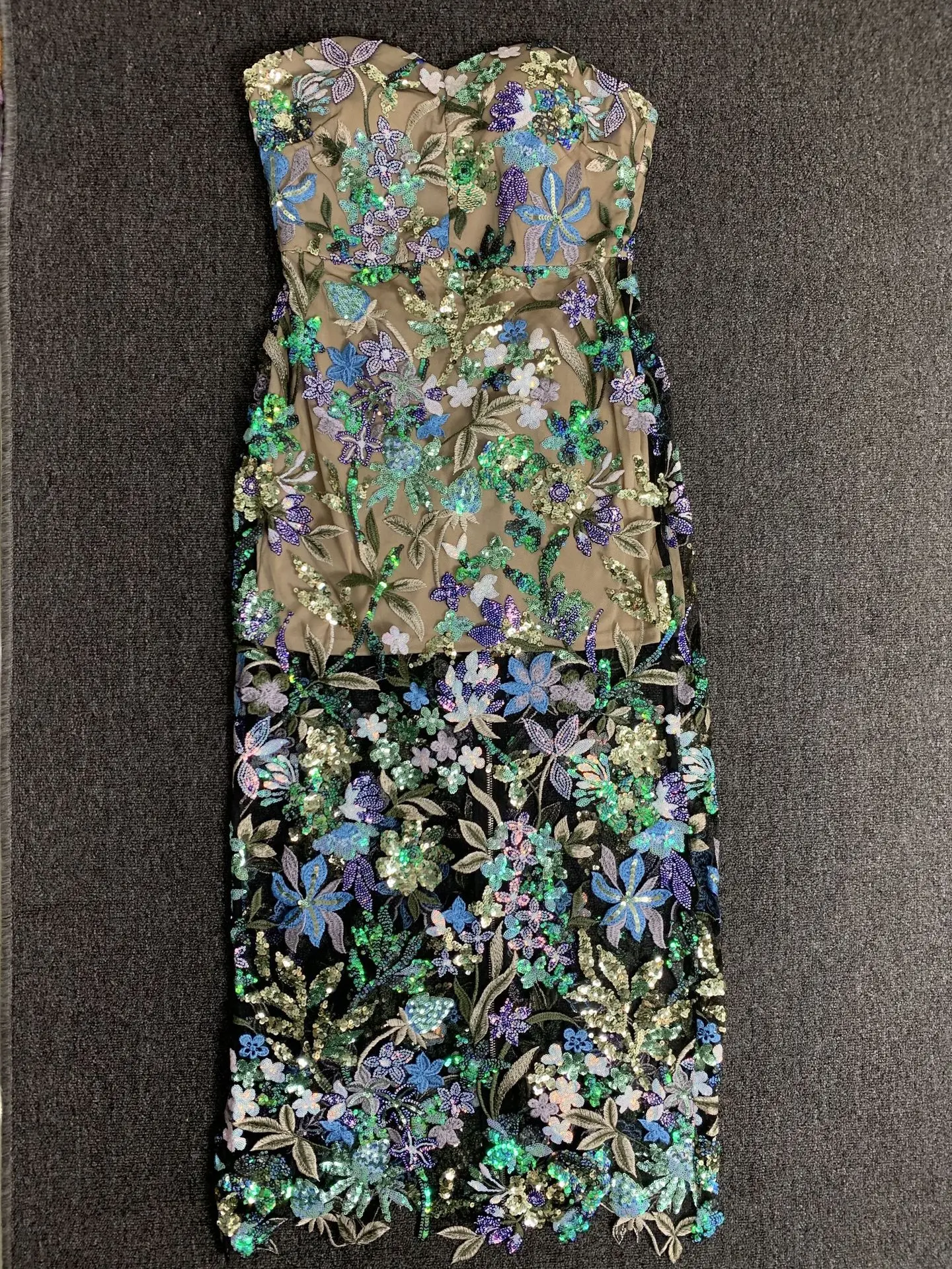 

Real Photo Women Spring Garden Party Dress Luxury Strapless Sequines Beading Embroidery Long Celebrity Birthday Evening Gowns