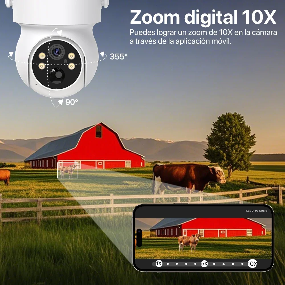 كاميرا Xiaomi WiFi PTZ خارجية 10X Zoom كاميرا IP تعمل بالطاقة الشمسية 4MP بطارية مدمجة كاميرا مراقبة فيديو وقت طويل الاستعداد iCsee