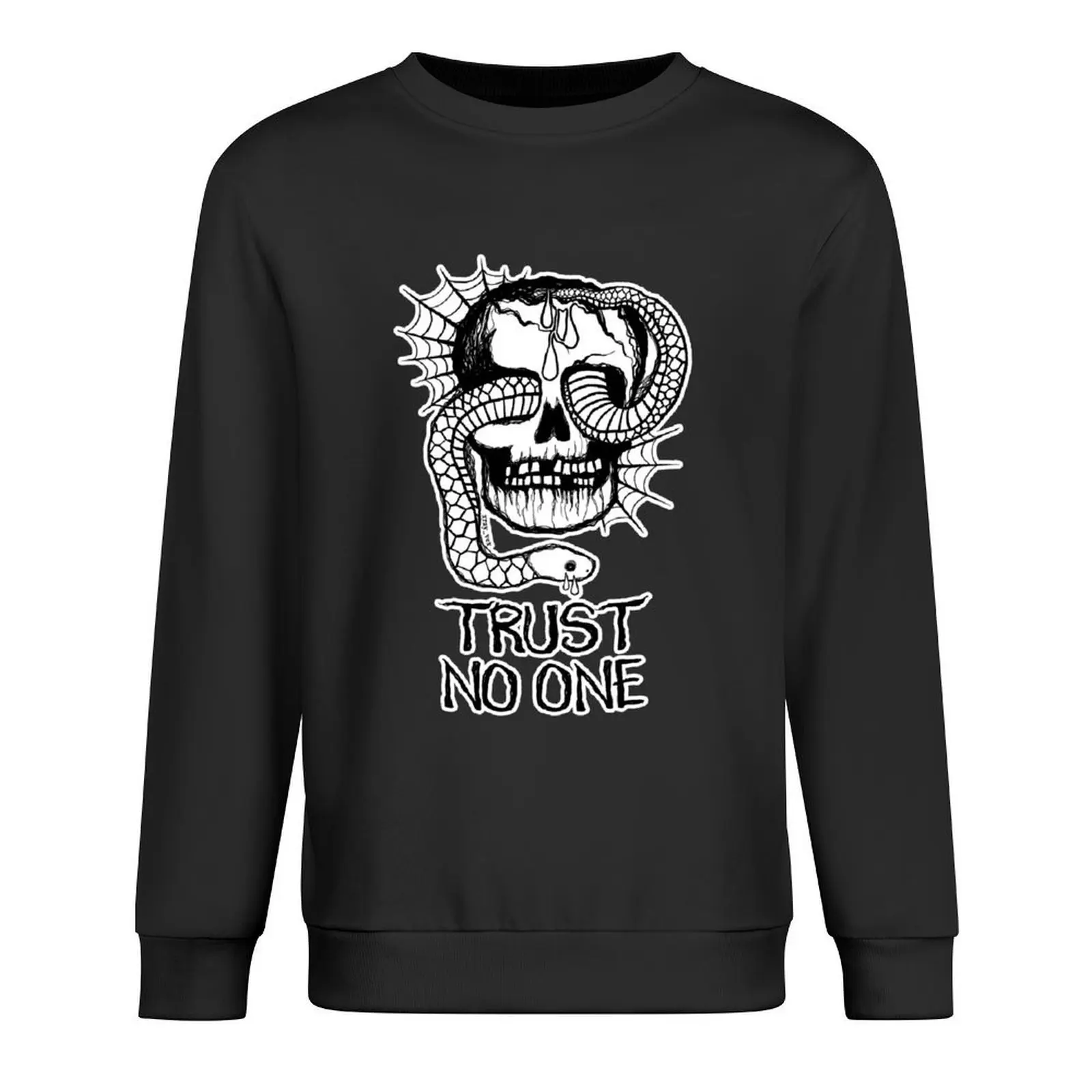 

Trust No One Skull Snake Spiderweb Edward Teach tattoo Pullover autumn men's sweat-shirt hooded sweatshirt