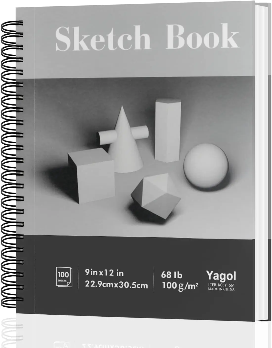 

Sketch Book 9x12, 100 Sheets Spiral Bound Drawing Pad, 68lb/100gsm Acid-Free Paper for Pencil & Charcoal