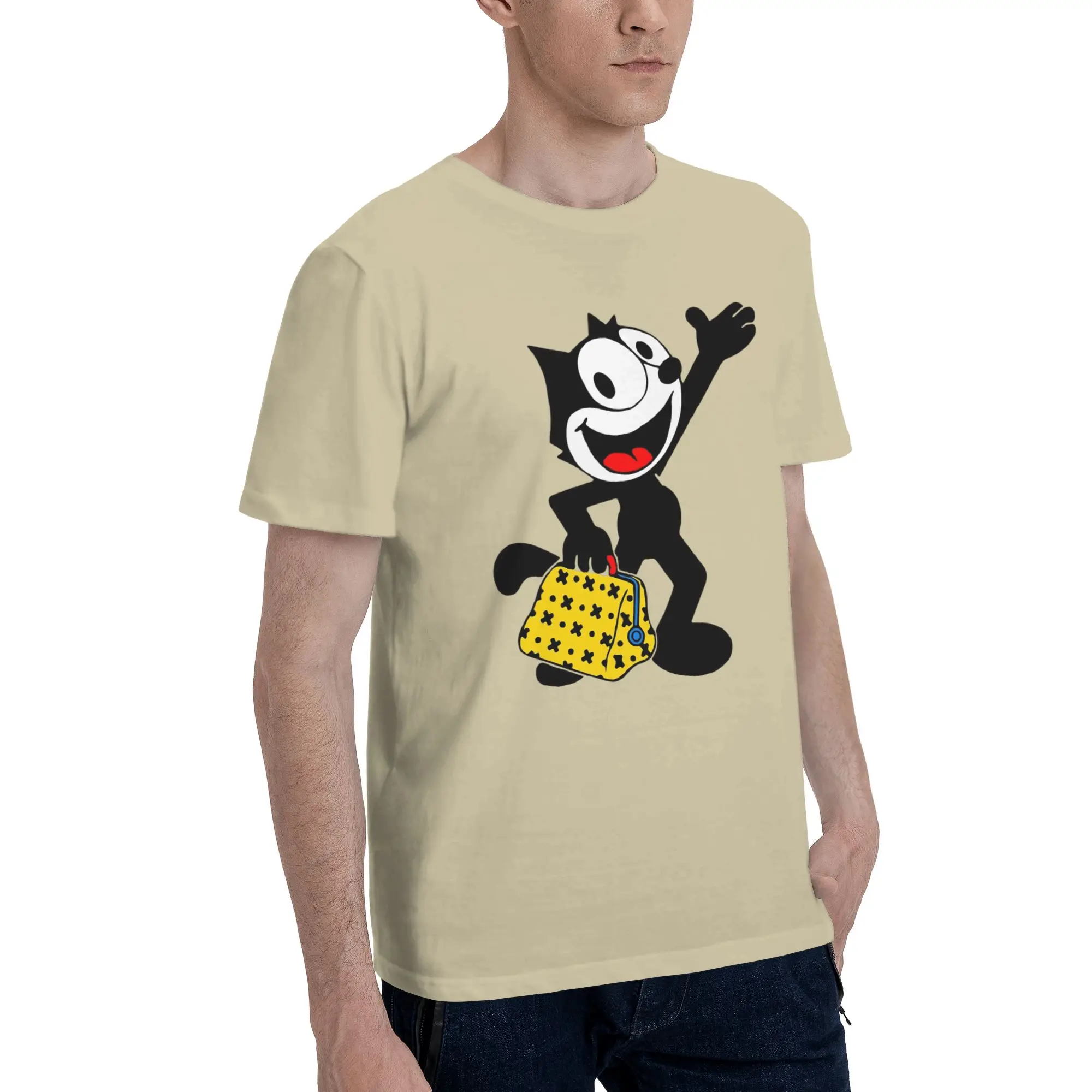 Printed Felixs The cat T Shirt for Men Women  100% Cotton T-shirts Short Sleeve Clothes