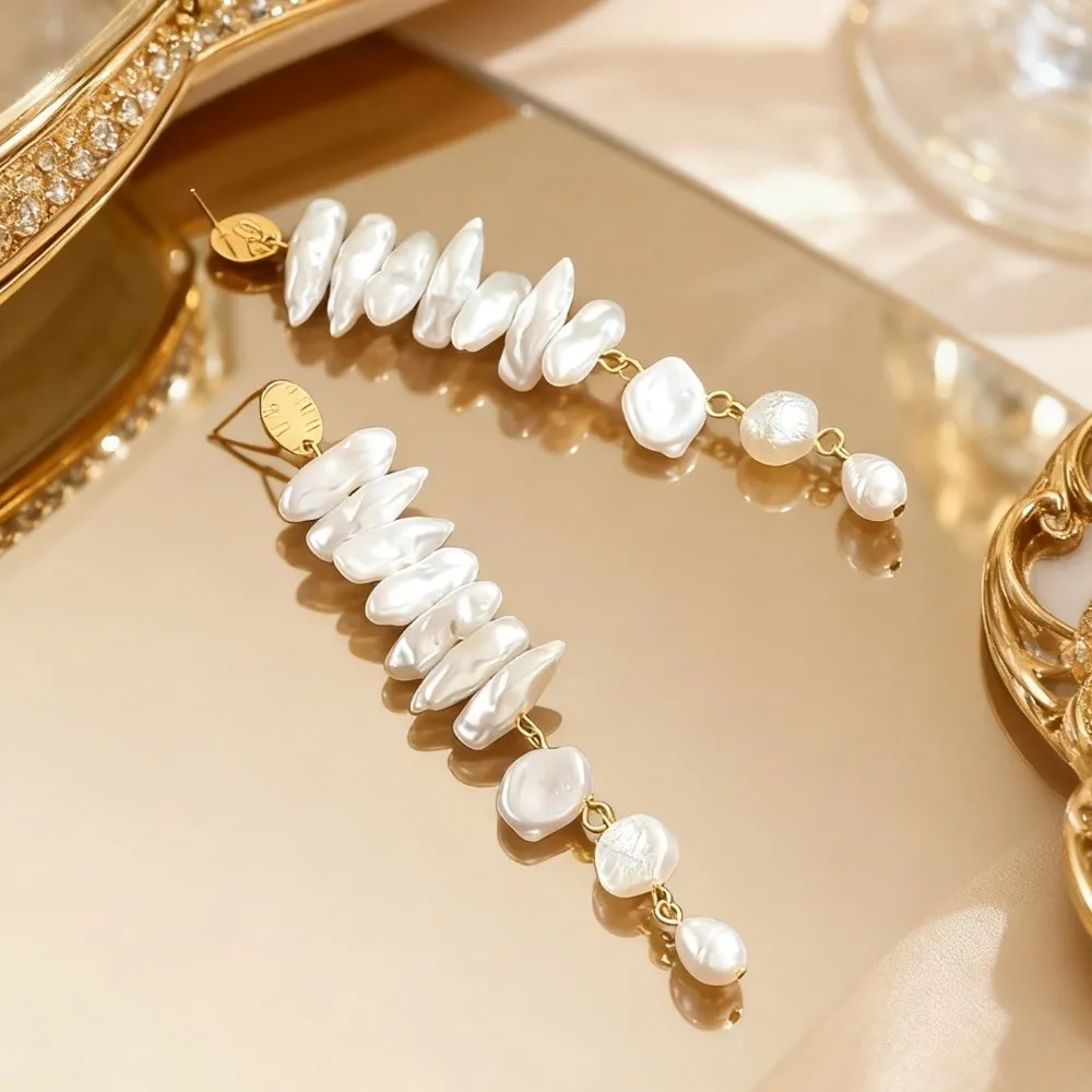 Fashion Vintage Faux Pearl Jewelry Elegant Stacked Christmas Tree Necklace Charming Unique Dangle Pendant Earrings Women