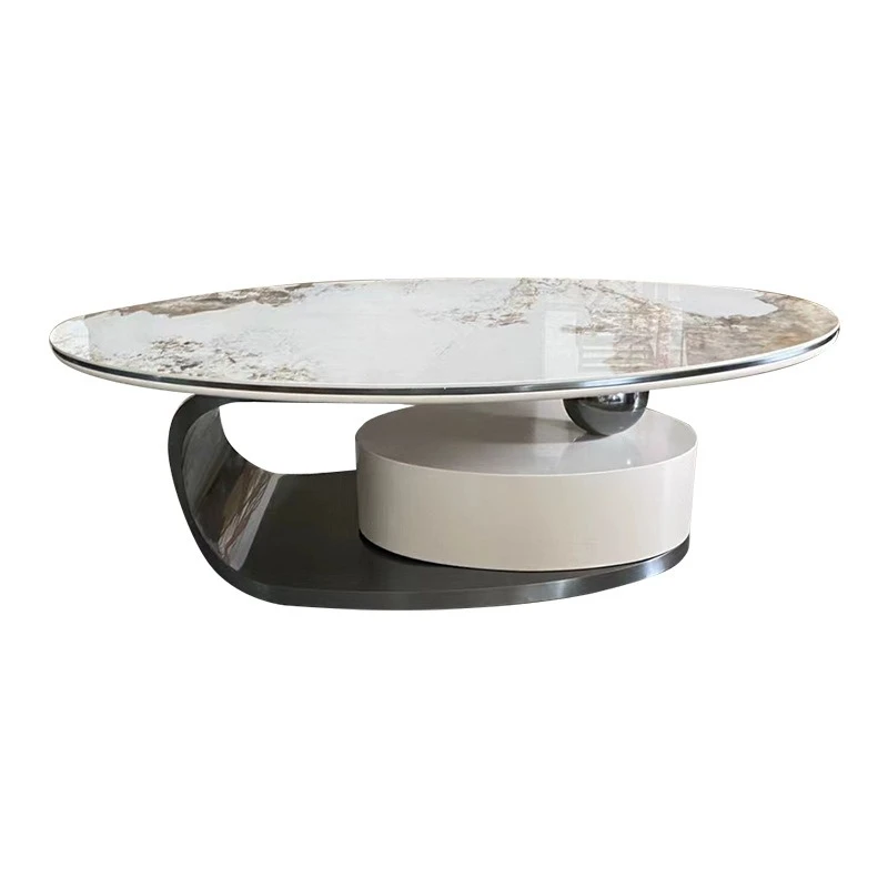 

Rock slab coffee table modern designer high-end living room household small apartment oval small tea table