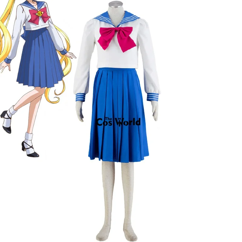 

Moon Tsukino Usagi School Uniform Sailor Suit Tops Skirt Outfit Anime Customize Cosplay Costumes