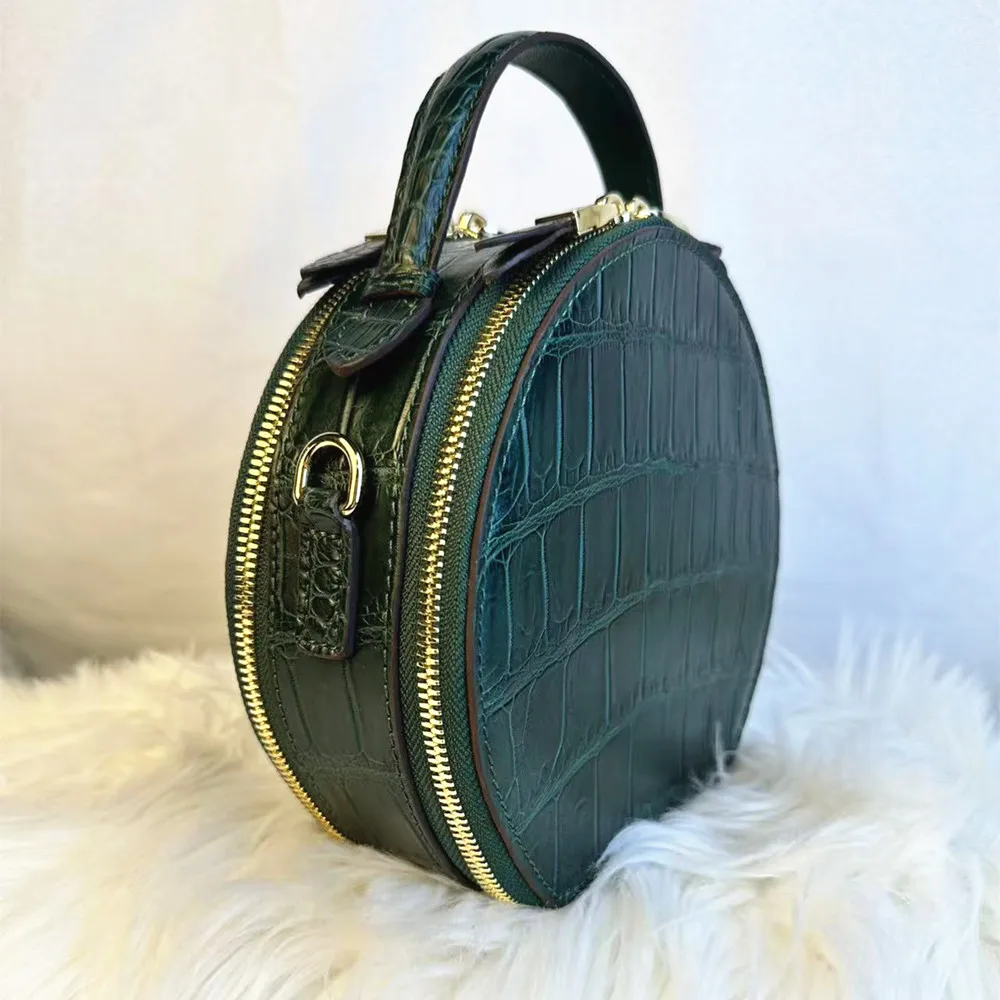 Authentic crocodile leather women's handbag real crocodile leather women's round shoulder bag fashion wallet
