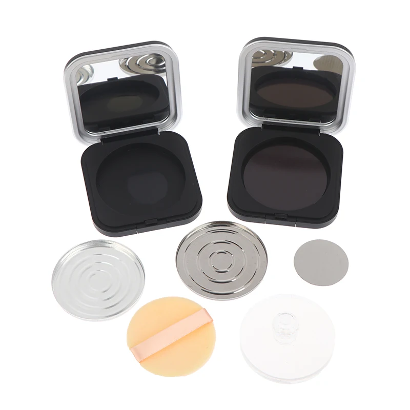 空の磁気化粧品パレットホルダーボックスミラー付きラウンドグリッド 60 ミリメートルプレートアイシャドウブラッシャーリップスティック DIY パウダーメイクボックス