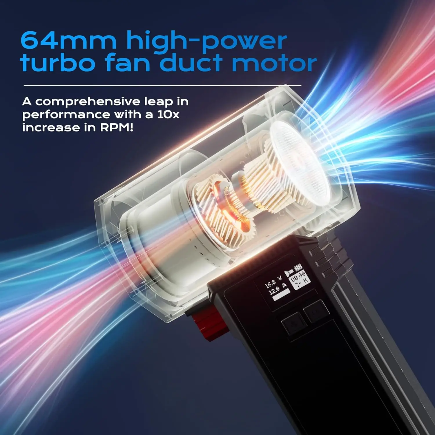 Handheld Turbo Jet Fan Powerful Air Blower With LED Lighting Jetdry 64MM Brushless Durable High-Speed 4000mA 1600G Thrust