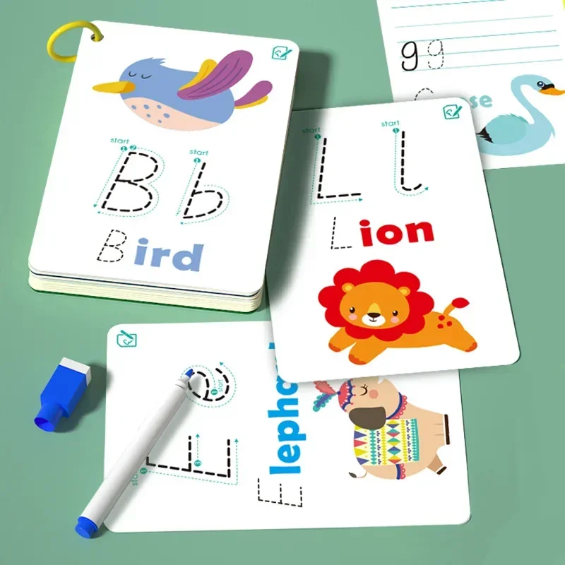 Mathematics English Letter Words Erasable Literacy Cards 30 Sheets Children's Early Education Cognitive Numbers Cards