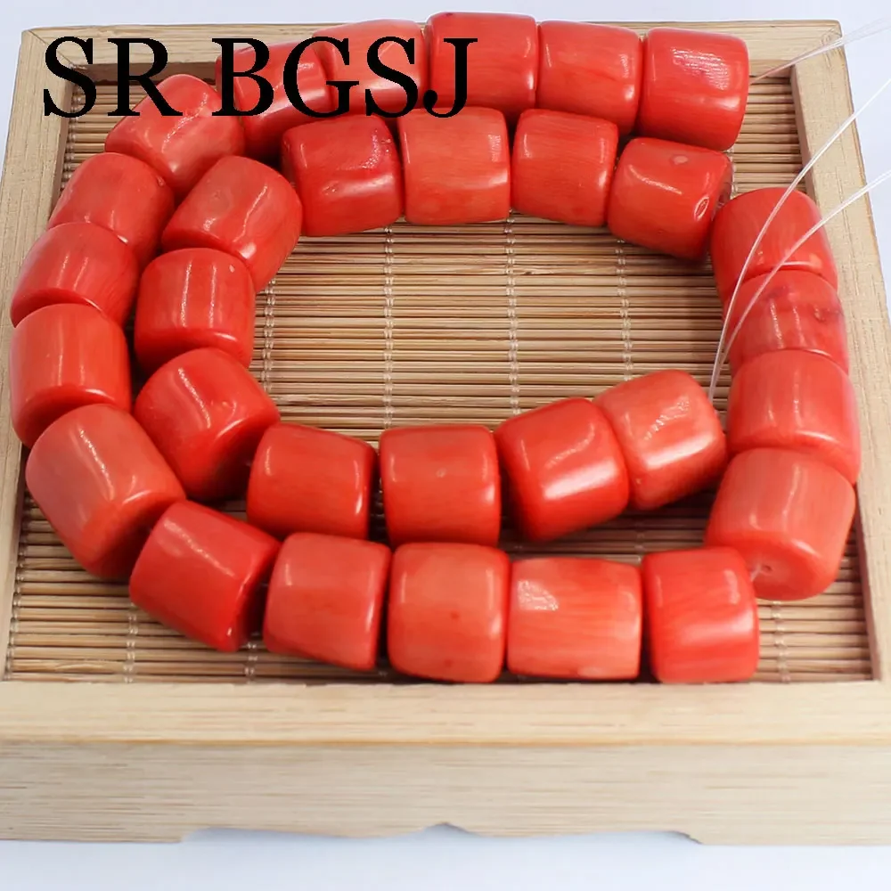 Column Orange Sea Bamboo Coral Beads Exquisite Cylindrical Shape Loose Beads for Making DIY Jewelry Accessories 15\