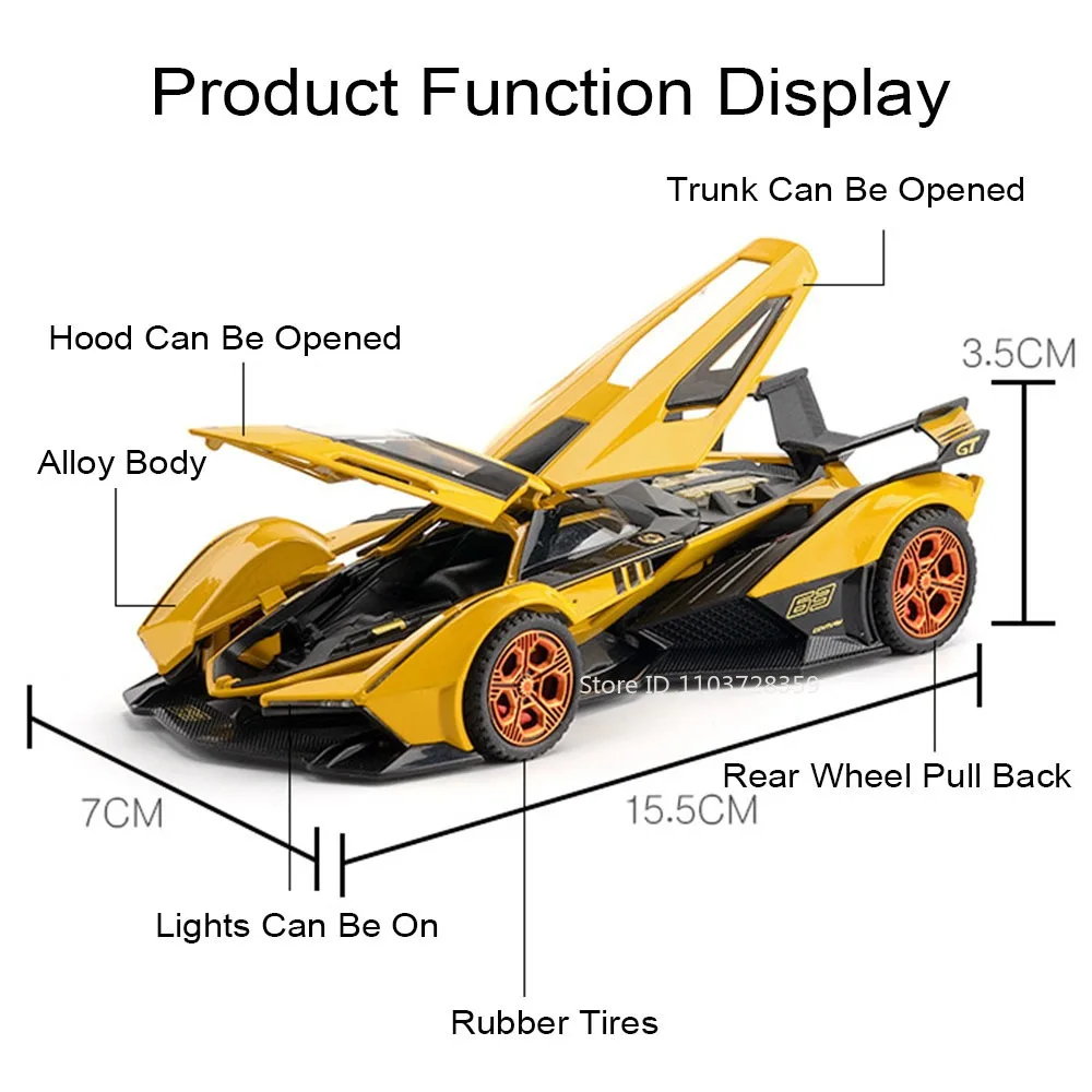 1:32 LP500S V12 exquisito modelo de juguete coches deportivos aleación Diecast absorción de impacto tirar hacia atrás sonido luz supercoche juguetes para chico adulto