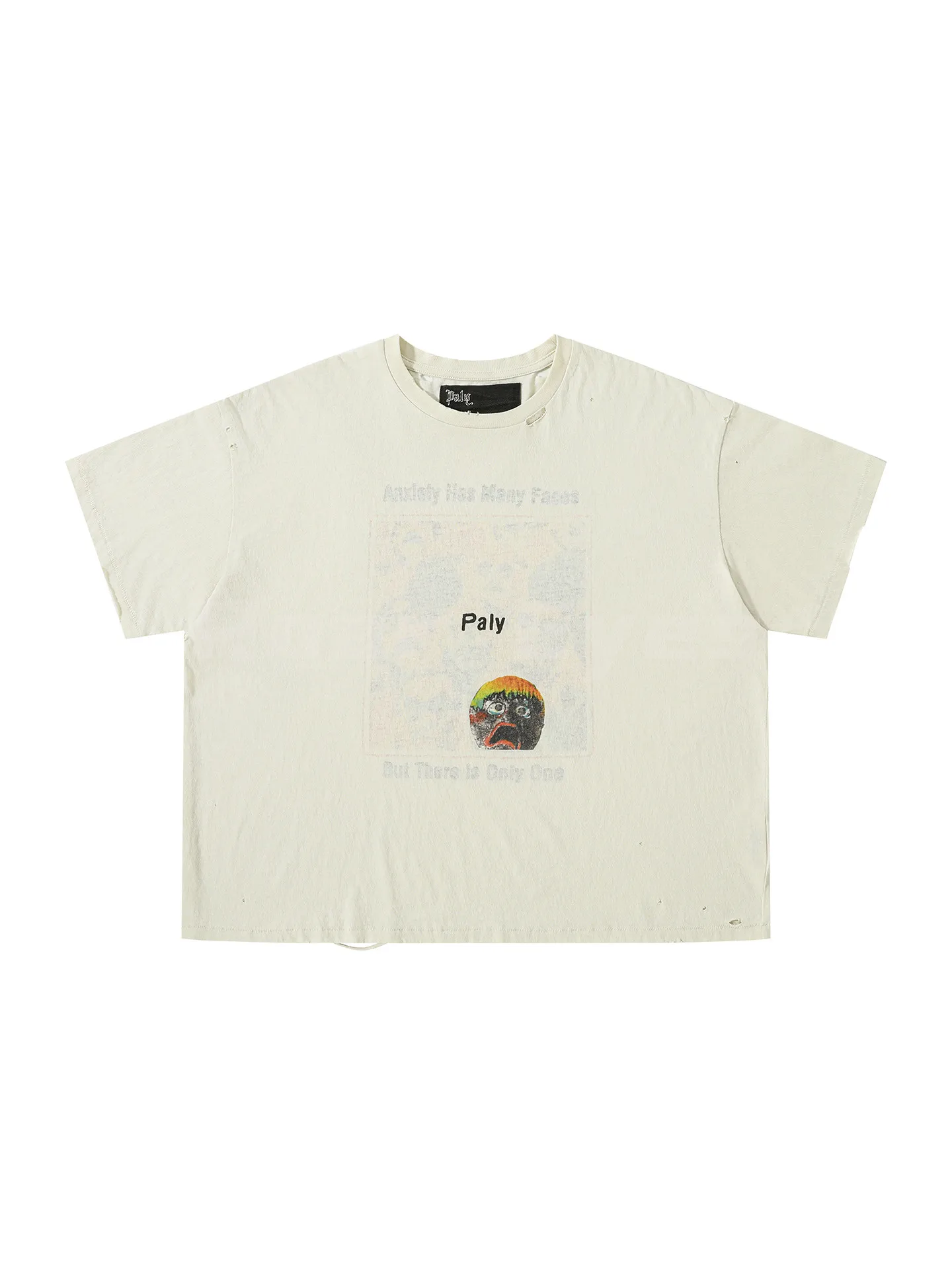 

Paly Hollywood 26SS Afro Scream Washed Distressed Short-Sleeve T-Shirt