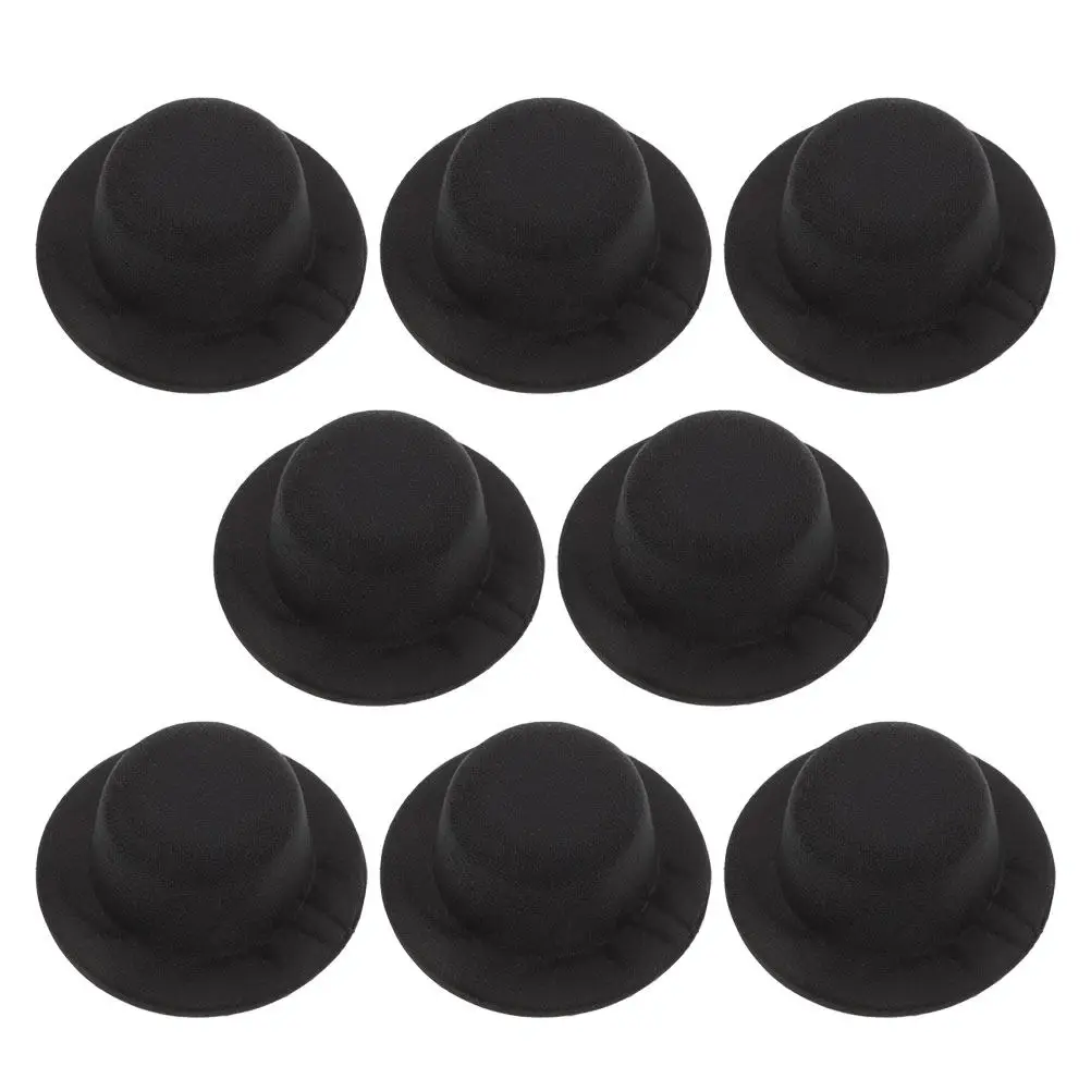 

8 шт. мини-шляпок-федорелек черного цвета, мягкие формальные шляпки, идеально подходят для поделок, вечеринок, праздничного декора