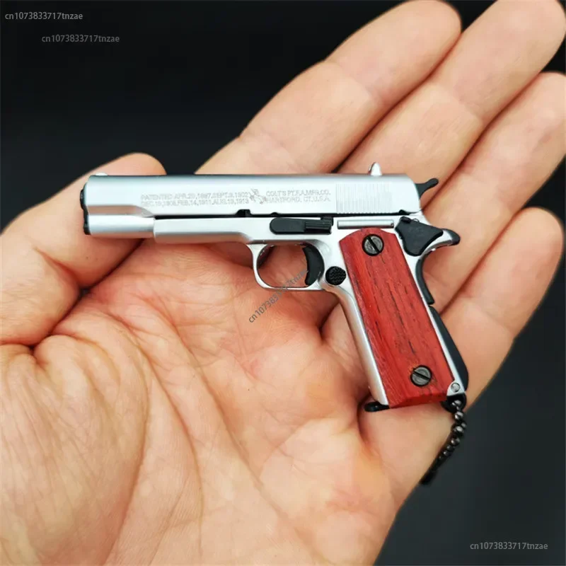 Metal chaveiro modelo brinquedo arma, coleção de pistola de liga miniatura punho de madeira maciça presente pingente, Desert Eagle, 1911, 1:3, novo, 2024