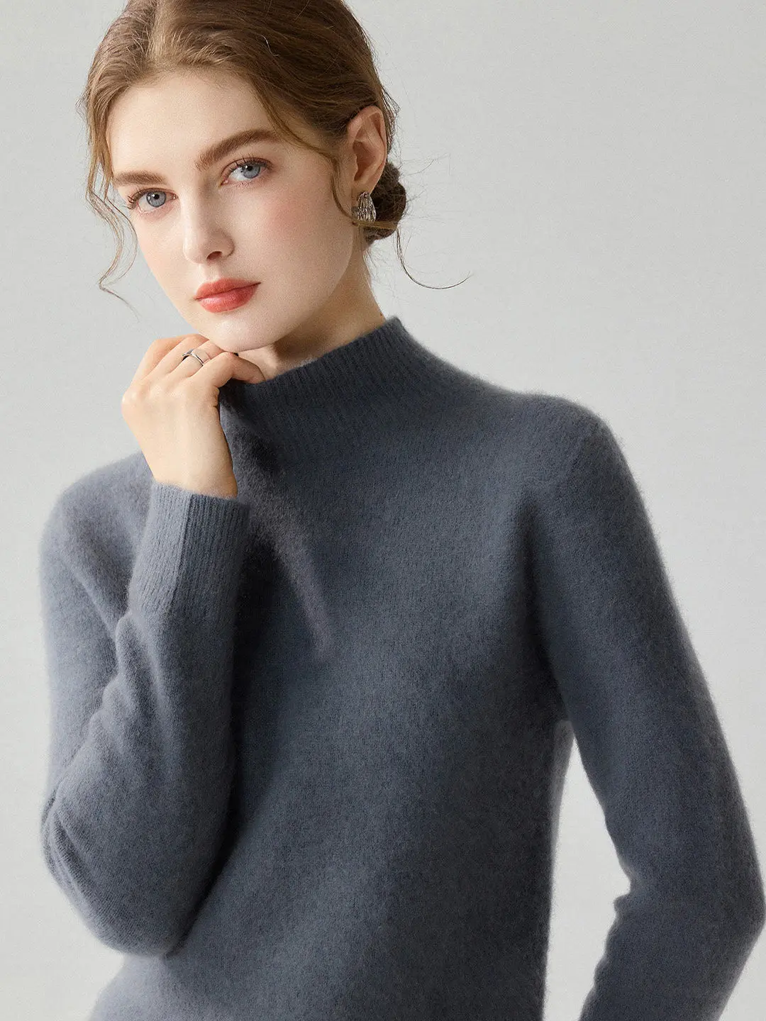Autumn Winter Loose Knitted Sweater Women's High Neck Long Sleeve Warm Top Half High Collar Casual Comfortable Fashionable