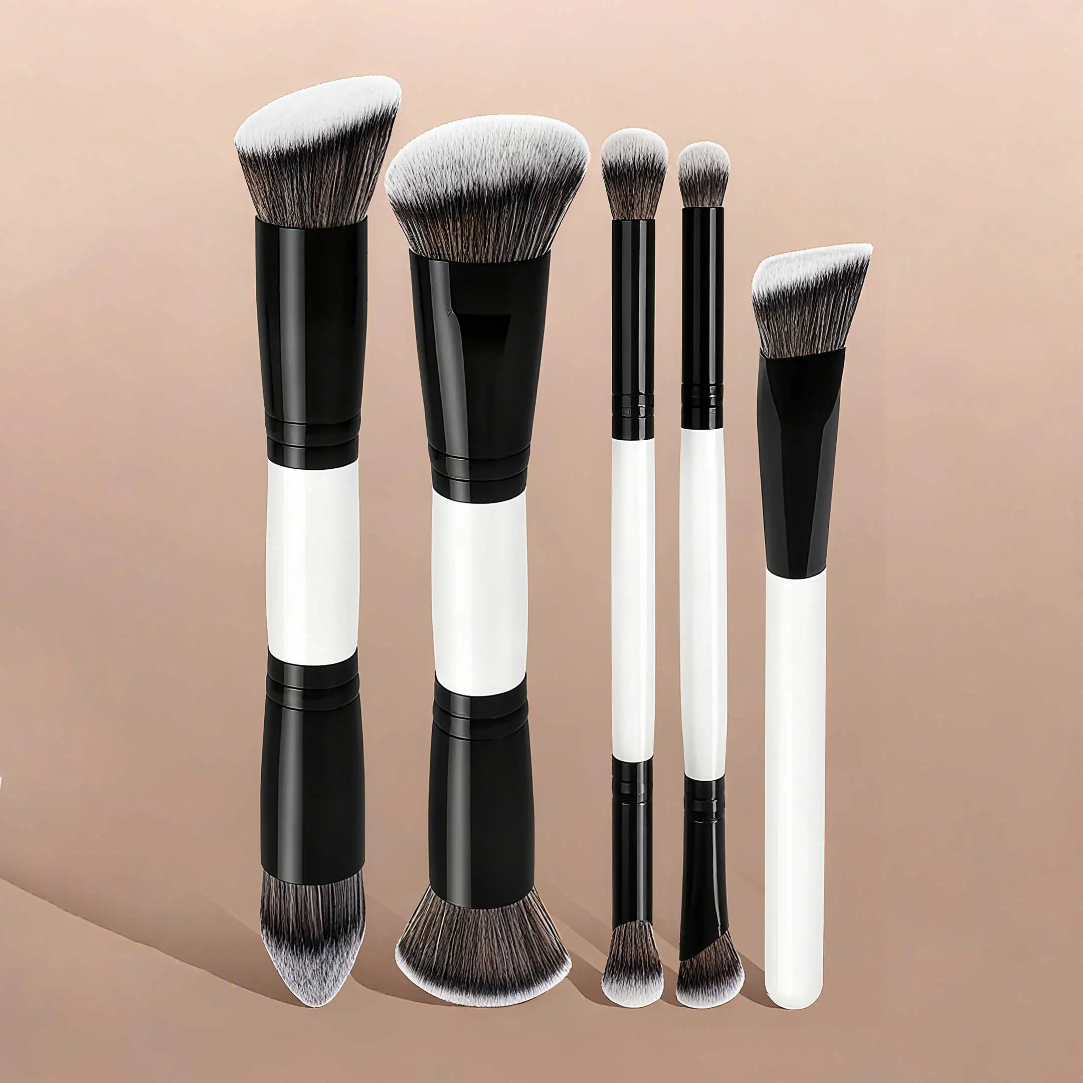 Conjunto de pincéis de maquiagem 5 pçs pincéis de maquiagem dupla face fundação triângulo contorno blush destaque mistura escova de sobrancelha sombra b