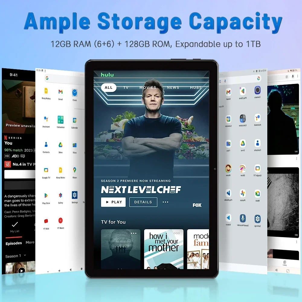 تابلت 10.1 بوصة، تابلت أندرويد 15 مع معالج ثماني النواة، 12 جيجابايت 128 جيجابايت 1 تيرابايت قابل للتوسيع، بطارية 6000 مللي أمبير في الساعة، كاميرا مزدوجة 5 ميجابكسل + 13 ميجابكسل