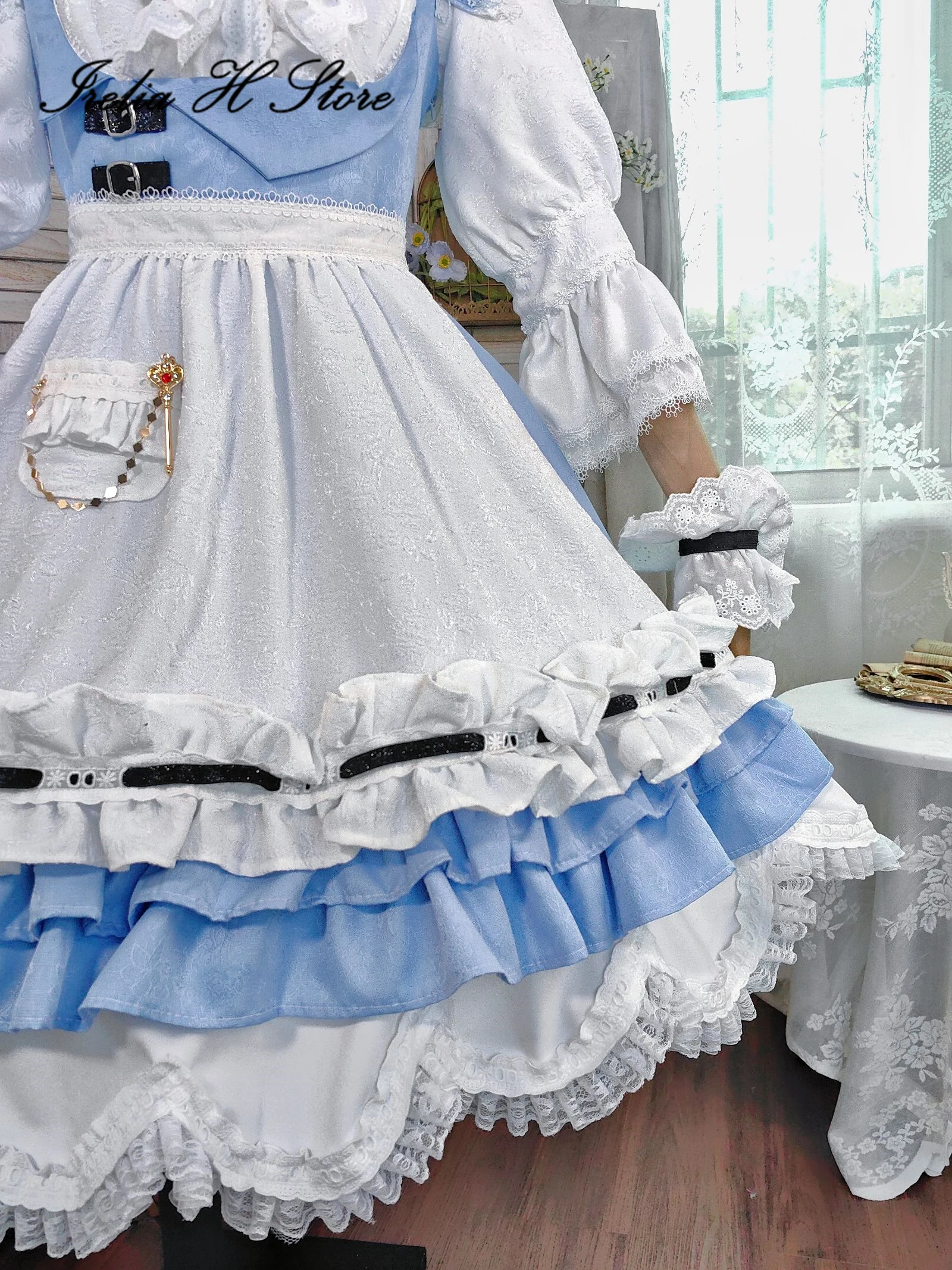 Irelia H FF14 메이드 원피스 코스프레 코스튬 파이널 판타지 XIV 홈메이드 앞치마 원피스 할로윈 의상, 맞춤 사이즈 제작 가능