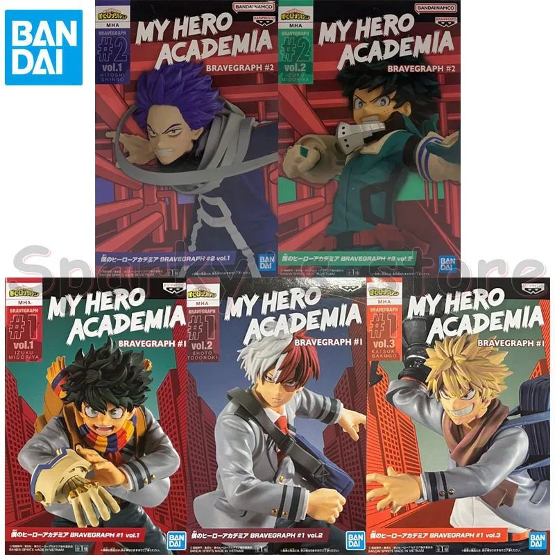 Bandai Original BRAVEGRAPH MY HERO ACADEMIA figura de Anime Midoriya Izuku Todoroki Shoto figuras de acción de juguete para niños regalos modelo