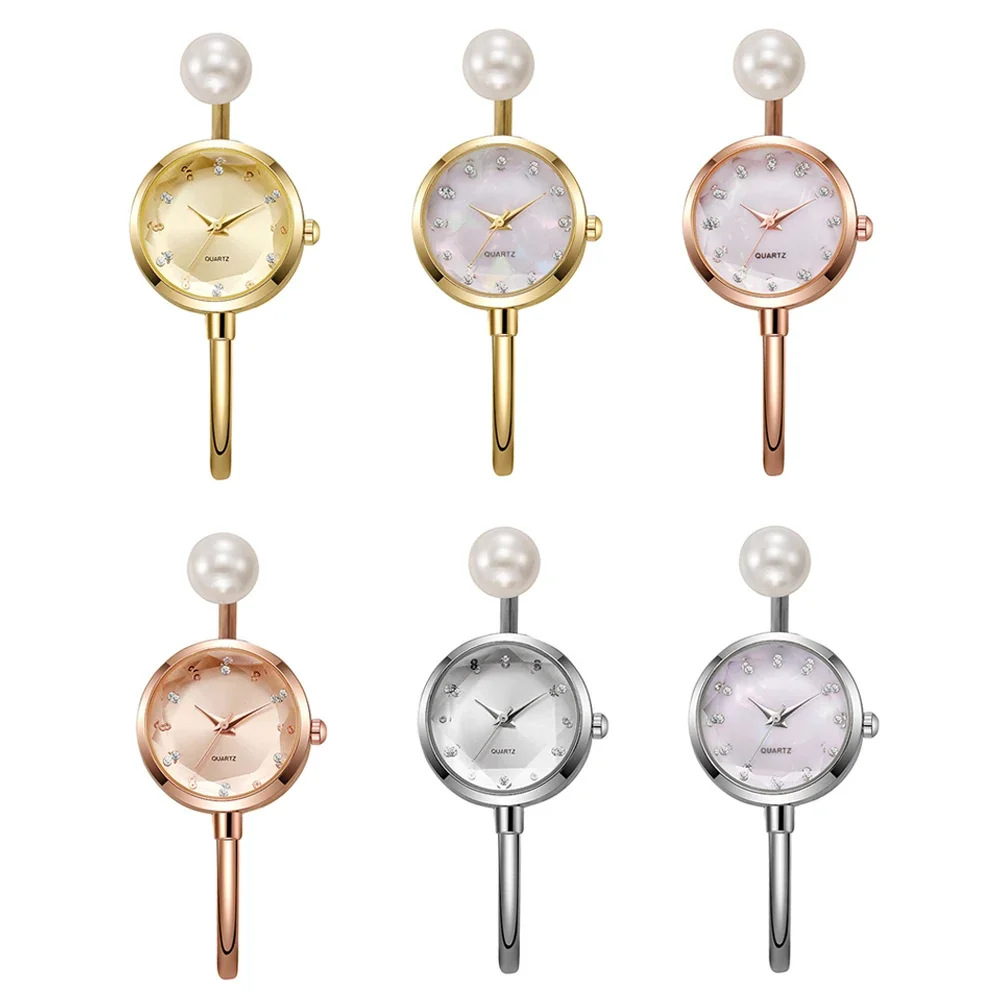 完璧なギフト、ファッショナブルなパールブレスレットウォッチ、レディースダイヤモンド装飾ライトラグジュアリーハイエンドウォッチアクセサリー