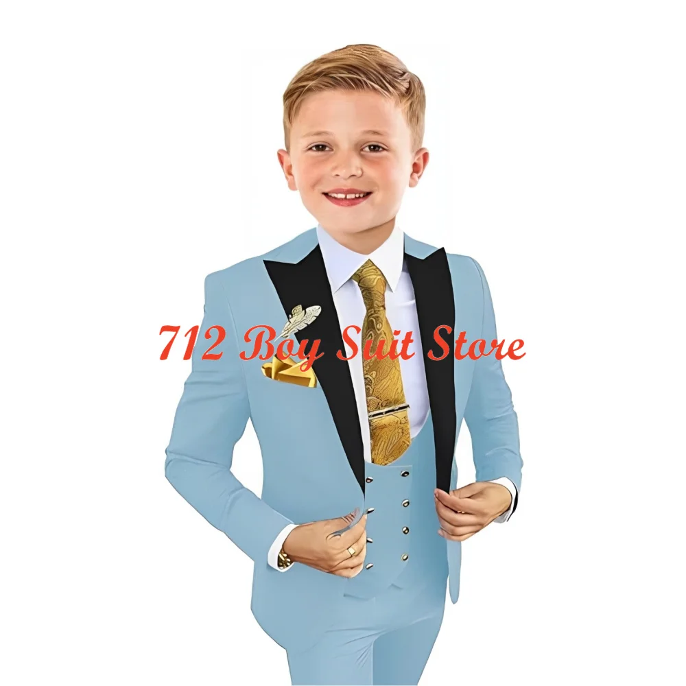 

Formal Boy's Suit 3-piece Jacket Vest Pants 2-16 Years Old Kids Suits Elegant Tuxedo Party Dress for Wedding Dinner Party