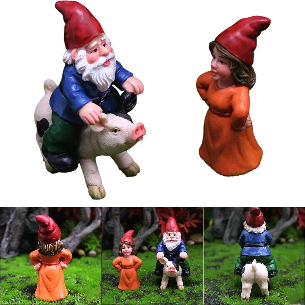 Mini Gnomes Dwarfs Moss Micro Landscape Ornaments Figurines Decoration Outdoor Fairy Miniature Dwarf Figurine Resin Ornaments