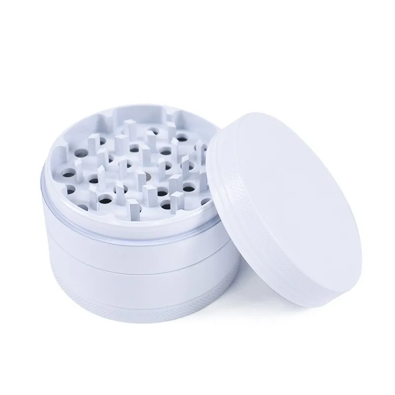 63mm White NON-Stick Ceramic Coated Herb Grinder Tobacco Smoke Herbal Crusher Spice Mill Shredder 4-Layer Smoking Accessories