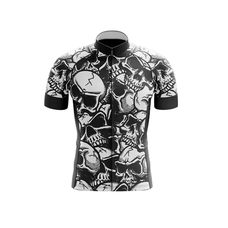 Summer Men Skull Cycling Jersey MTB Bike Shirt Downhill Cycle Team Road Clothes Mountain Bicycle Uniform Quick-dry Ropa Ciclismo