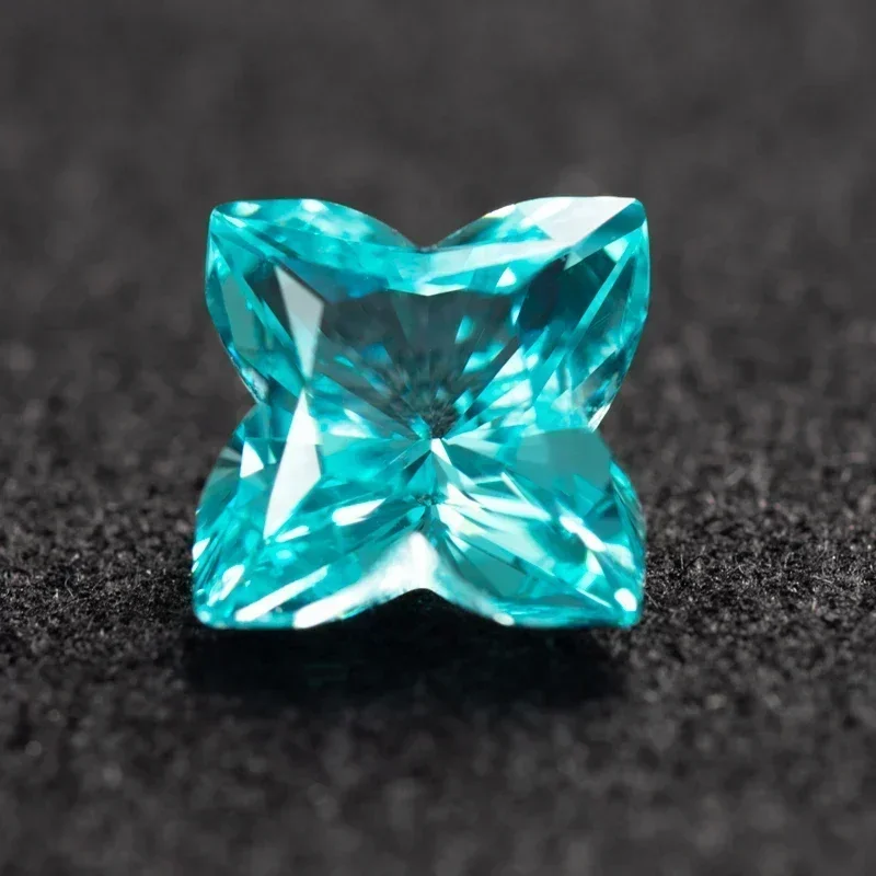 Paraiba Quincunx Lab Grown Sapphire 8x8mmSize   VVS1 Charms Diy Advanced Jewelry Making Materials Selectable AGL Certificate