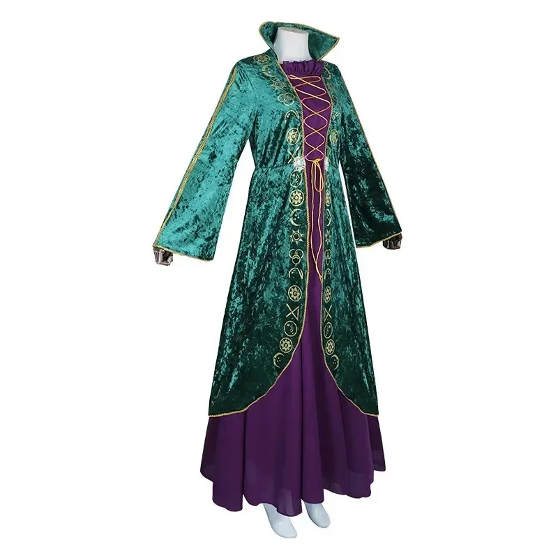 Premium Outfit Halloween Hocus Pocus Winifred Sanderson Cosplay Wig Vintage Gothic Dress Women Red Queen Medieval Costum