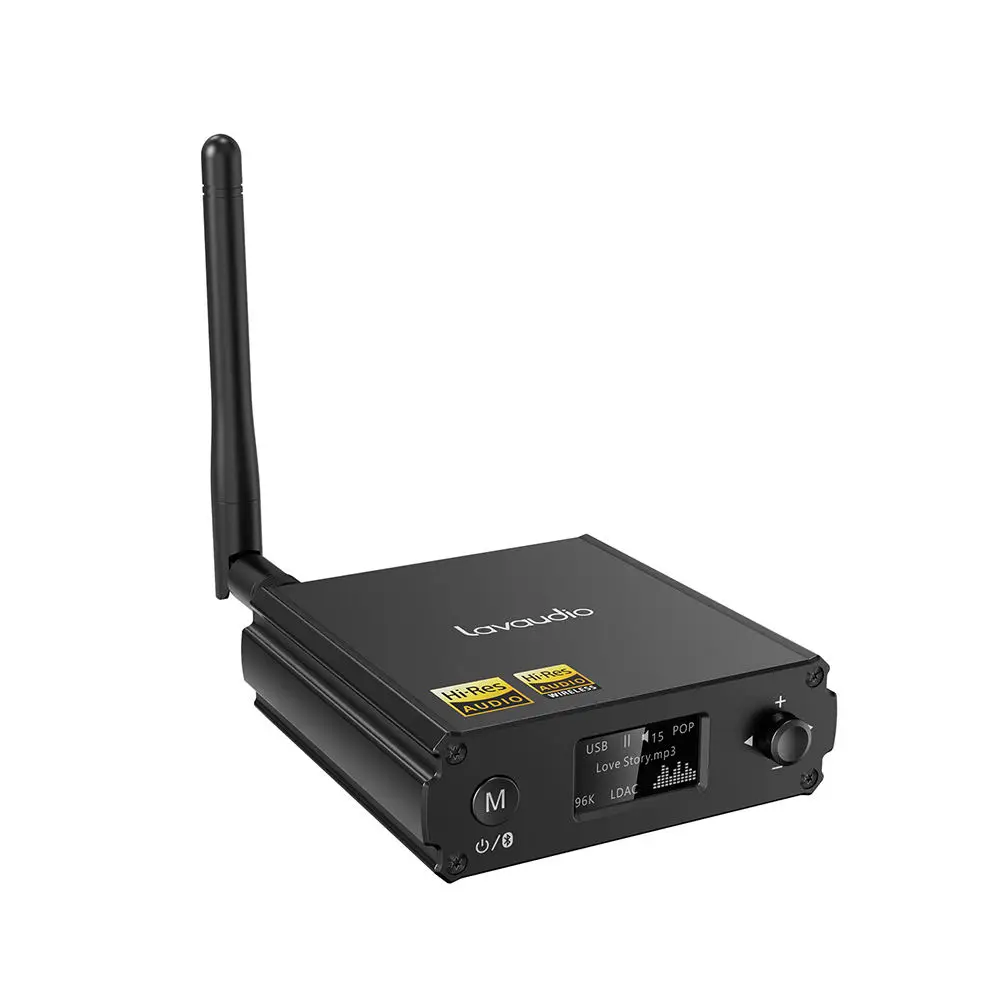 Lavaudio Hi-Res LDAC Bluetooth 5.1 Receiver with 7 EQ Mode DAC Desktop Decoder RCA & Optical Out Wireless Audio Receiver Adapter