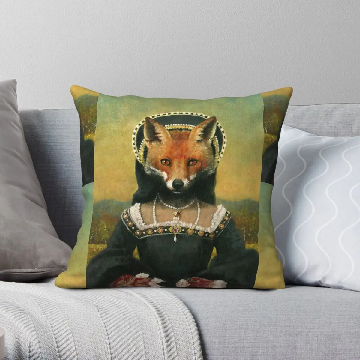 Tudor Vixen Square Pillowcase Polyester Linen Velvet Pattern Zip Decorative Pillow Case Home Cushion Case