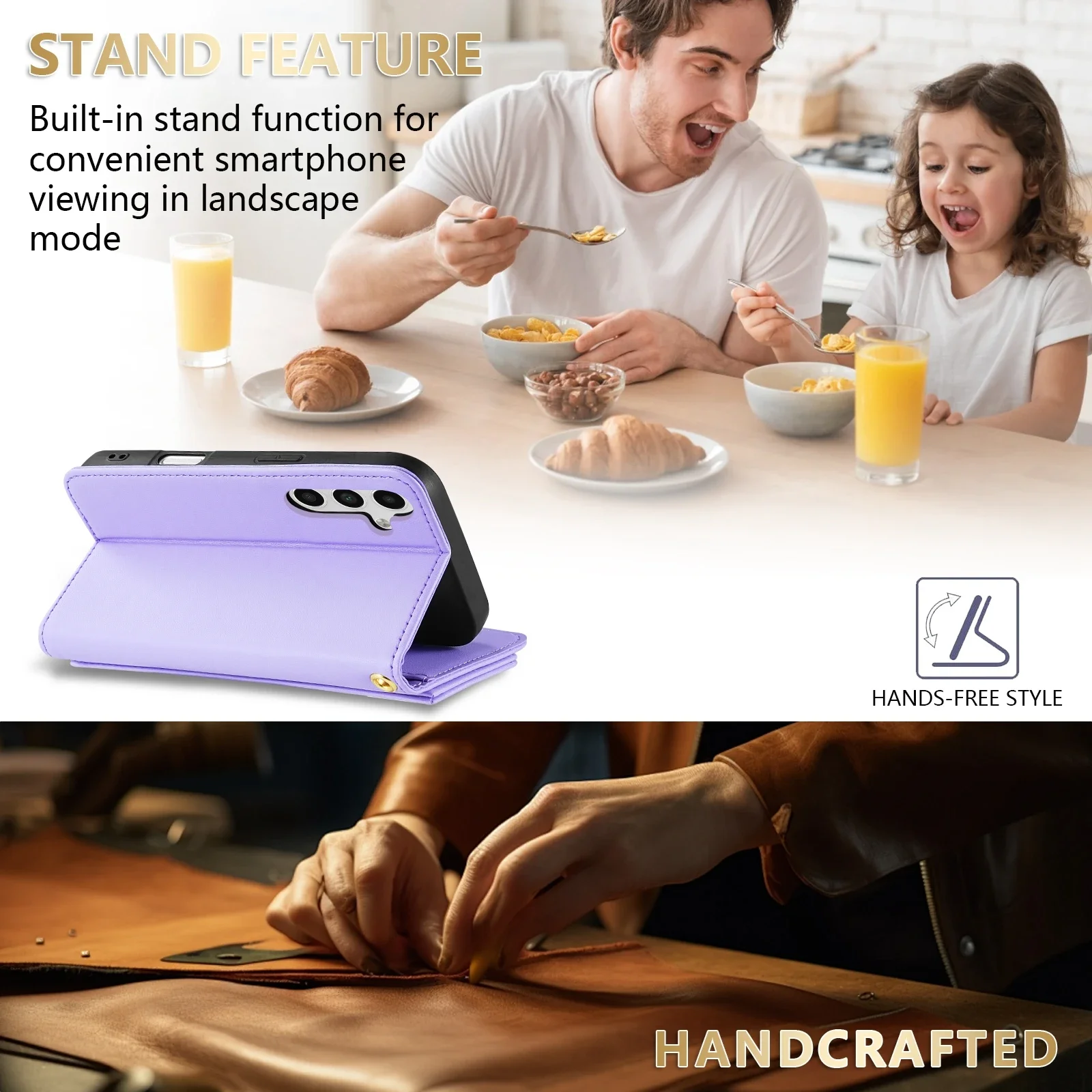 Brieftaschen-Lederhülle mit Reißverschluss, Kartenfächern, Ständer und Magnetverschluss für Samsung Galaxy S26 Ultra S25 Plus S24 FE S23 S22 – Detail 11