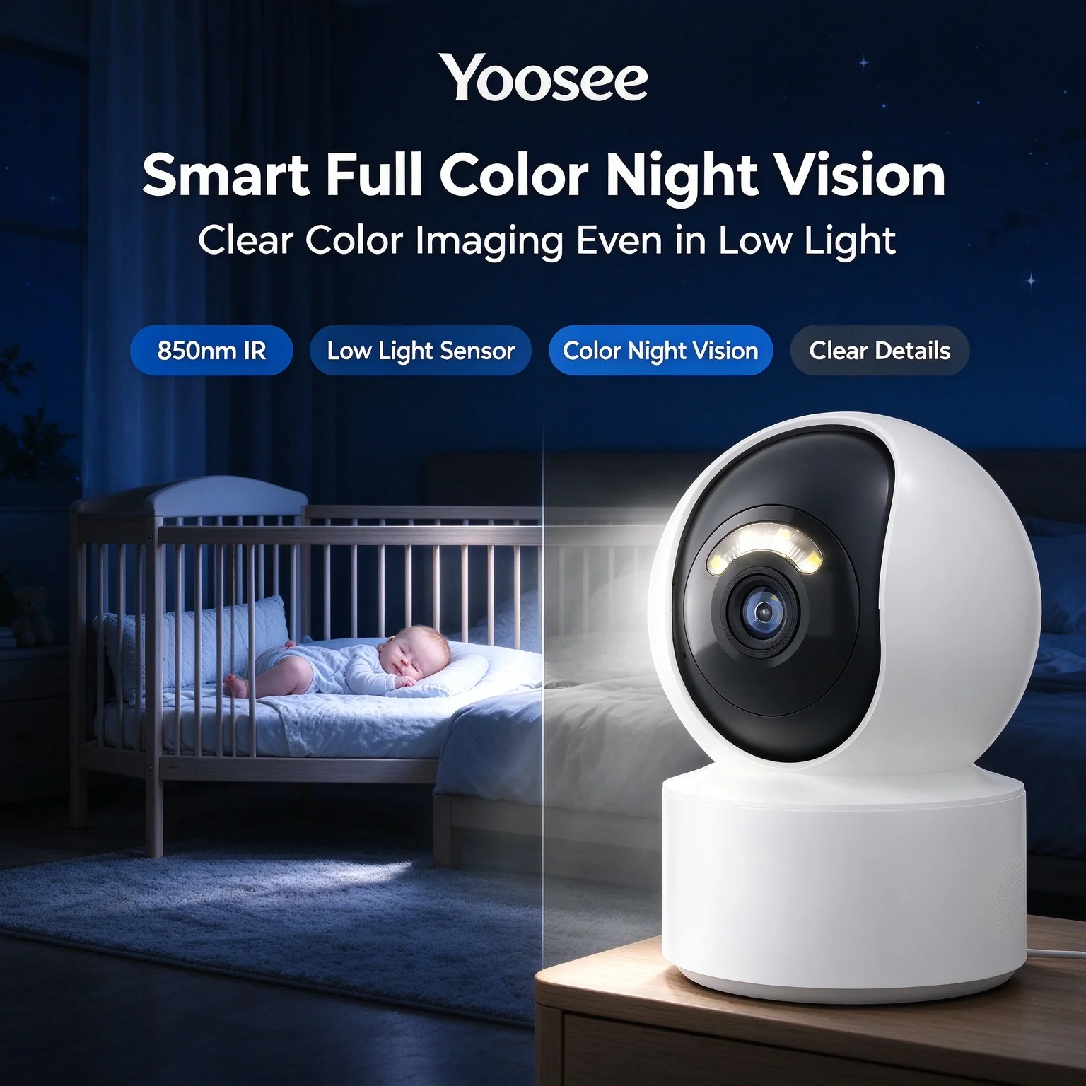 Yoosee-B31-S WiFi6 3MP AI Baby Monitor Security Camera 340° Pan Tilt Indoor Home Camera Night Vision 2-Way Talk Christmas Gift