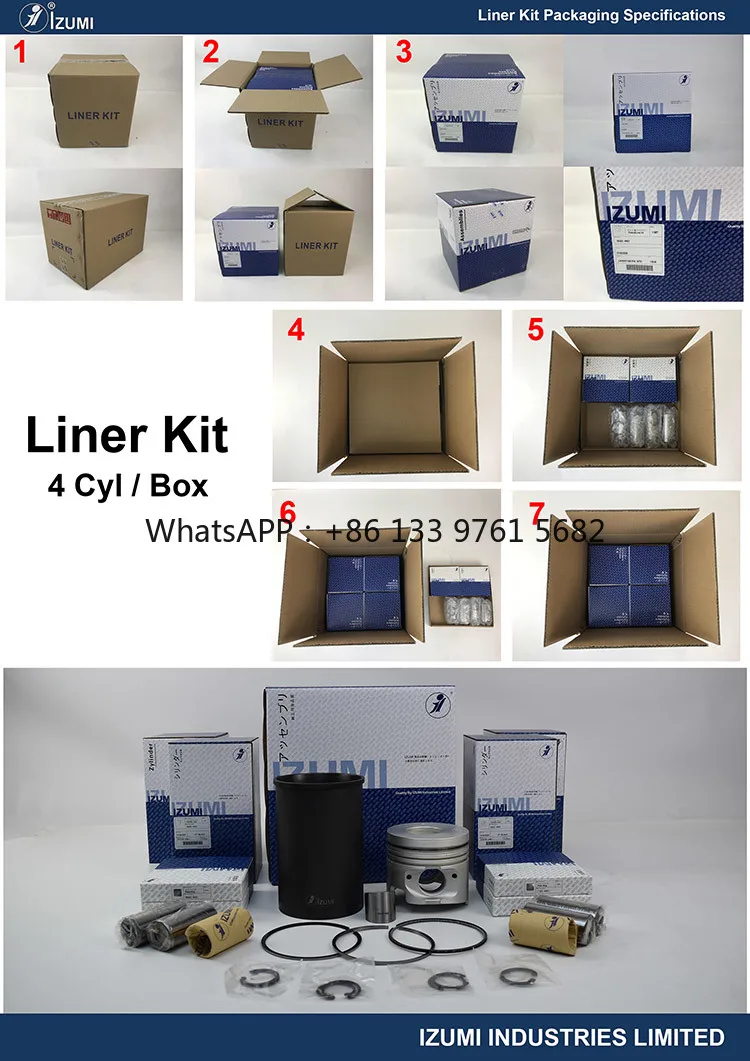 4HF1 เครื่องยนต์ลูกสูบ 8-97095-585-1 Liner 8-97144-174-0B แหวนลูกสูบ 8-97028-691-0 Liner Kit 5-87813-332-0 5-87813-333-0