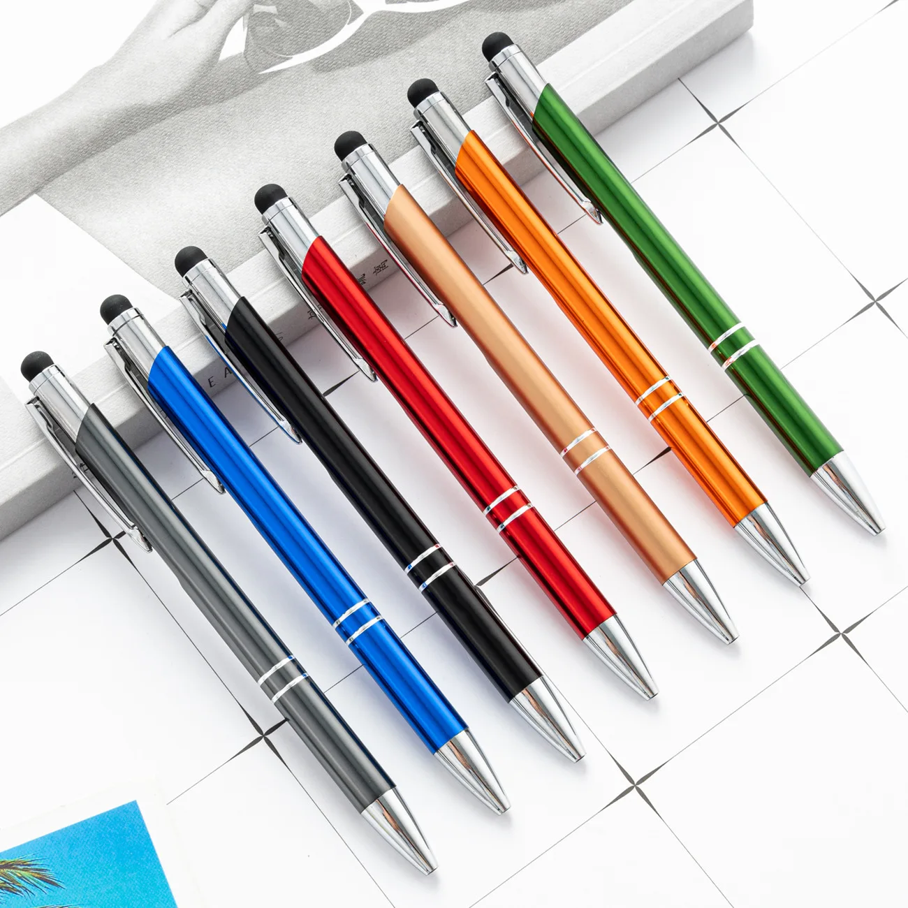 

20 Pcs Touch Ballpoint Pens Metal Aluminum Rod Capacitive Handwriting Dual-purpose Metal Capacitive Touch Screen Pen