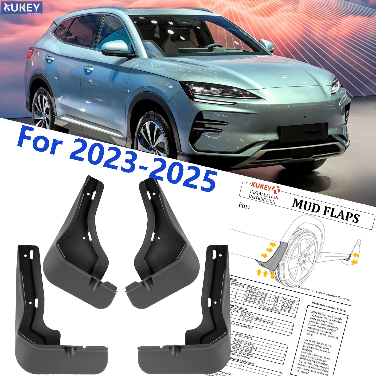 4X Splash Guards Mudguard Fender Mudflaps Mud Flap Guards For BYD SEAL U Sealion 6 SONG PLUS DMI EV Champion Edition 2023-2025