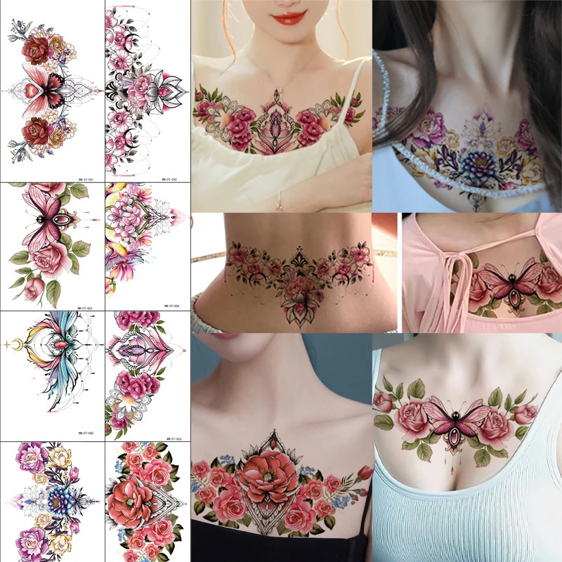 

Colorful Flowers Tattoo for Woman Waterproof Temporary Tattoos Body DIY Art Arm False Sticker Decoration