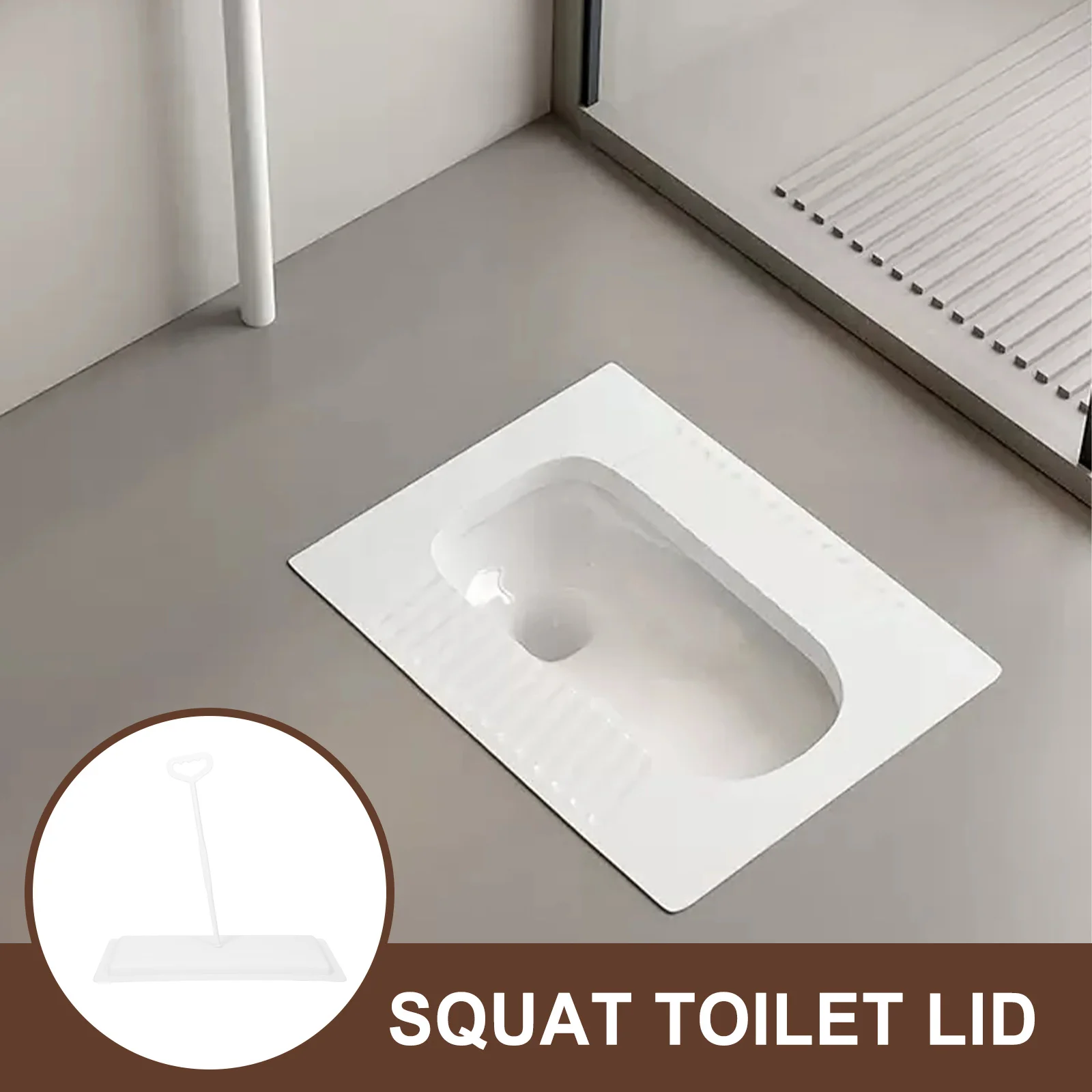 

Squat Toilet Lid ABS Material Thick Durable Stable Non-Slip Squatting Pan Cover Bathroom Accessory Deodorizer Squat Toilet Lid